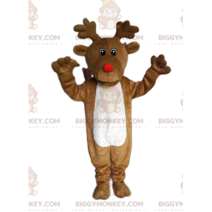 BIGGYMONKEY™ Rendiermascottekostuum met ronde rode neus -