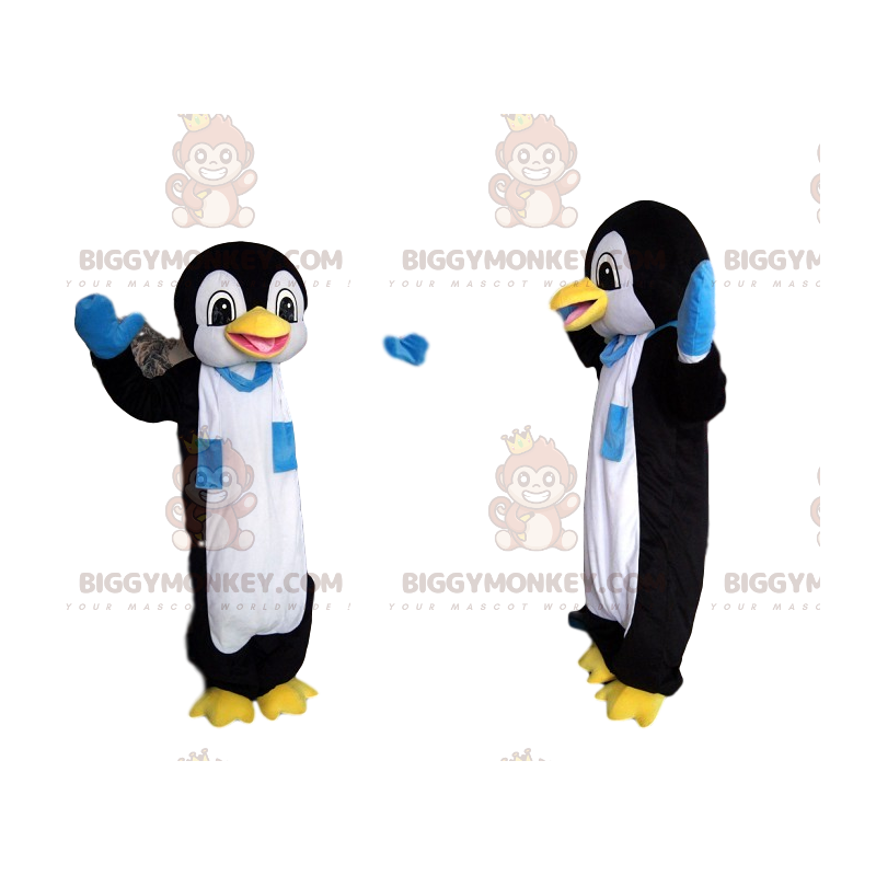 BIGGYMONKEY™ Disfraz de mascota pingüino divertido con bufanda BIGGYMONKEY™ Disfraz de mascota pingüino divertido con bufanda