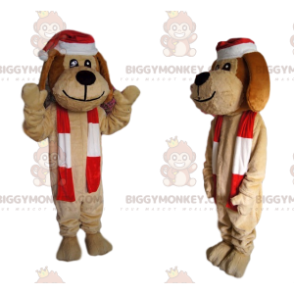 Fantasia de mascote BIGGYMONKEY™ alegre cão bronzeado com