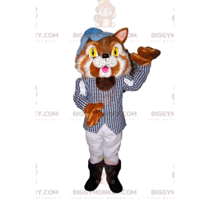 Two Tone Cat BIGGYMONKEY™ Mascot Costume With Stylish Suit -