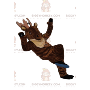 Costume de mascotte BIGGYMONKEY™ de cerf majestueux avec un beau sourire - Mascottes Cerf et Biche - BiggyMonkey.com