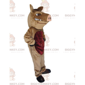 BIGGYMONKEY™ Μασκότ στολή Επιθετικό καφέ κάπρος με ροζ ρύγχος - Μασκότ χοίρων - BIGGYMONKEY_013321 - BiggyMonkey.com