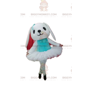 Traje de mascote de coelho branco BIGGYMONKEY™ com tutu –