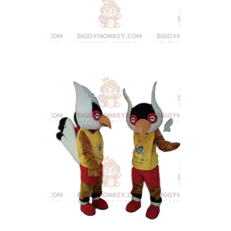 Black Birds BIGGYMONKEY™ Mascot Costume Duo, med sportstøj - Black Birds BIGGYMONKEY™ Mascot Costume Duo, med sportstøj -