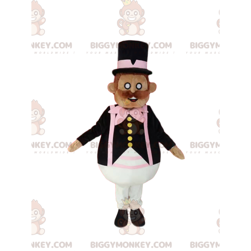 Kostium maskotka wąsaty dżentelmen BIGGYMONKEY™ ze stylowym