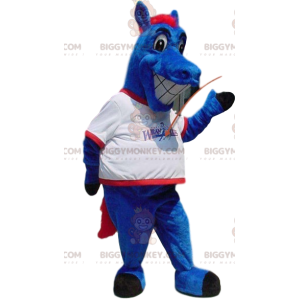 Kostium Maskotka Zwariowany Niebieski Koń BIGGYMONKEY™ z białą