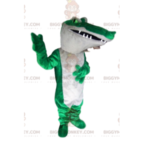 Grön och vit krokodil BIGGYMONKEY™ maskotdräkt - Krokodilmaskot - BIGGYMONKEY_013336 - BiggyMonkey.com