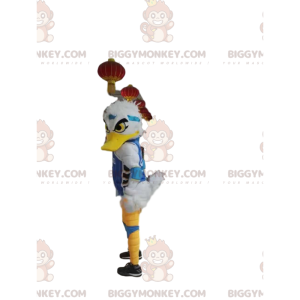 Στολή μασκότ λευκής πάπιας BIGGYMONKEY™ Wicked Looking με στολή υποστηρικτών - Μασκότ πάπιας - BiggyMonkey.com