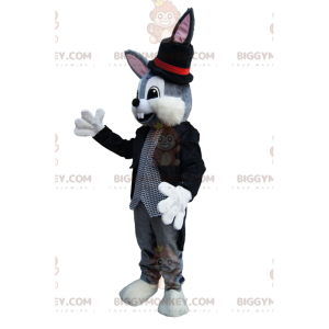 Disfraz de mascota BIGGYMONKEY™ Conejo gris con disfraz de mago