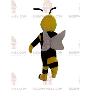Kostým maskota BIGGYMONKEY™ žluté a černé vosy s bílými křídly