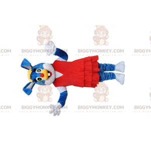 Blue Bunny BIGGYMONKEY™ Mascot Costume with Gorgeous Red Dress