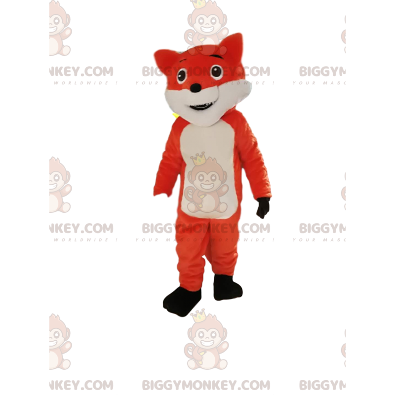Costume mascotte BIGGYMONKEY™ volpe arancione e bianca Costume mascotte BIGGYMONKEY™ volpe arancione e bianca