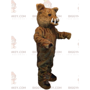 BIGGYMONKEY™ Mascot Costume Brown Boar with Small Tusks -