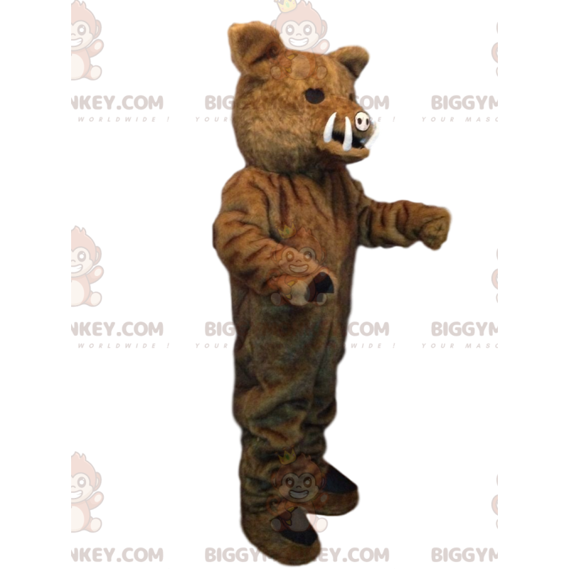 BIGGYMONKEY™ maskotkostume Brun orne med små stødtænder - BIGGYMONKEY™ maskotkostume Brun orne med små stødtænder -
