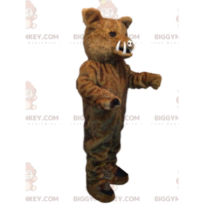 Kostium maskotki BIGGYMONKEY™ Brązowy dzik z małymi kłami - Maskotki wieprzowe - BIGGYMONKEY_013347 - BiggyMonkey.com