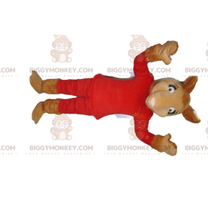 Camel BIGGYMONKEY™ Mascot Costume in Red Outfit -