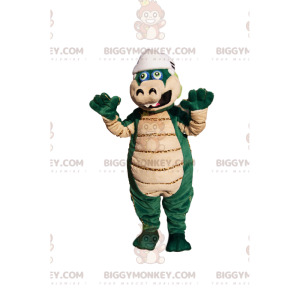 Costume de mascotte BIGGYMONKEY™ de dinosaure vert et beige