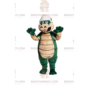 Traje de mascote de dinossauro verde e castanho BIGGYMONKEY™