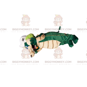 Grøn og solbrun dinosaur BIGGYMONKEY™ maskotkostume med