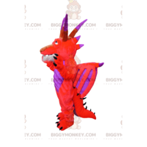 Traje de mascote BIGGYMONKEY™ de dragão vermelho e roxo em