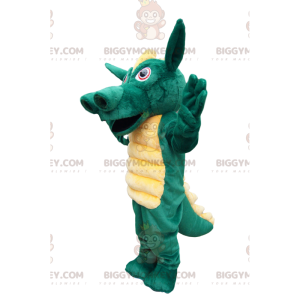 BIGGYMONKEY™ Mascot Costume Green Dragon with Gorgeous Yellow