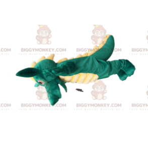 BIGGYMONKEY™-mascottekostuum groene draak met prachtig geel