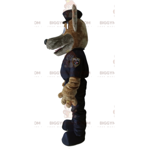 Kostým maskota hnědého psa BIGGYMONKEY™ s policejním oblečením