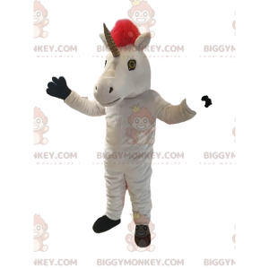 Costume de mascotte BIGGYMONKEY™ de licorne blanche avec une