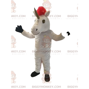 Kostým maskota BIGGYMONKEY™ Bílý jednorožec s nádhernou