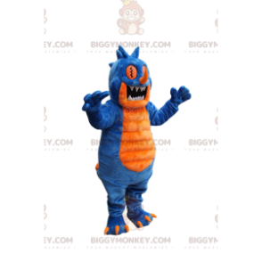 BIGGYMONKEY™ Maskottchenkostüm Blaues und gelbes Monster mit