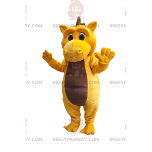 Costume de mascotte BIGGYMONKEY™ de dinosaure jaune et marron