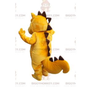 Costume da mascotte BIGGYMONKEY™ di dinosauro giallo e marrone