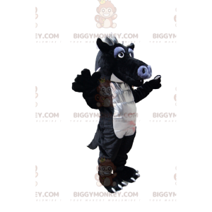 Funny black and gray dragon BIGGYMONKEY™ mascot costume. dragon