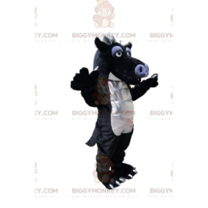 Divertido disfraz de mascota dragón negro y gris BIGGYMONKEY™.