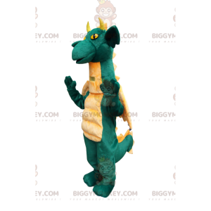 BIGGYMONKEY™ mascot costume of comical green dragon, with cute