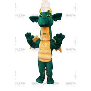 Traje de mascote BIGGYMONKEY™ de cômico dragão verde, com