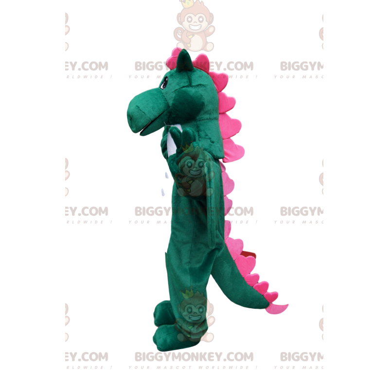 Costume de mascotte BIGGYMONKEY™ de dragon vert et rose -