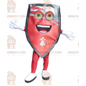 Costume de mascotte BIGGYMONKEY™ de bouclier rouge noir et gris