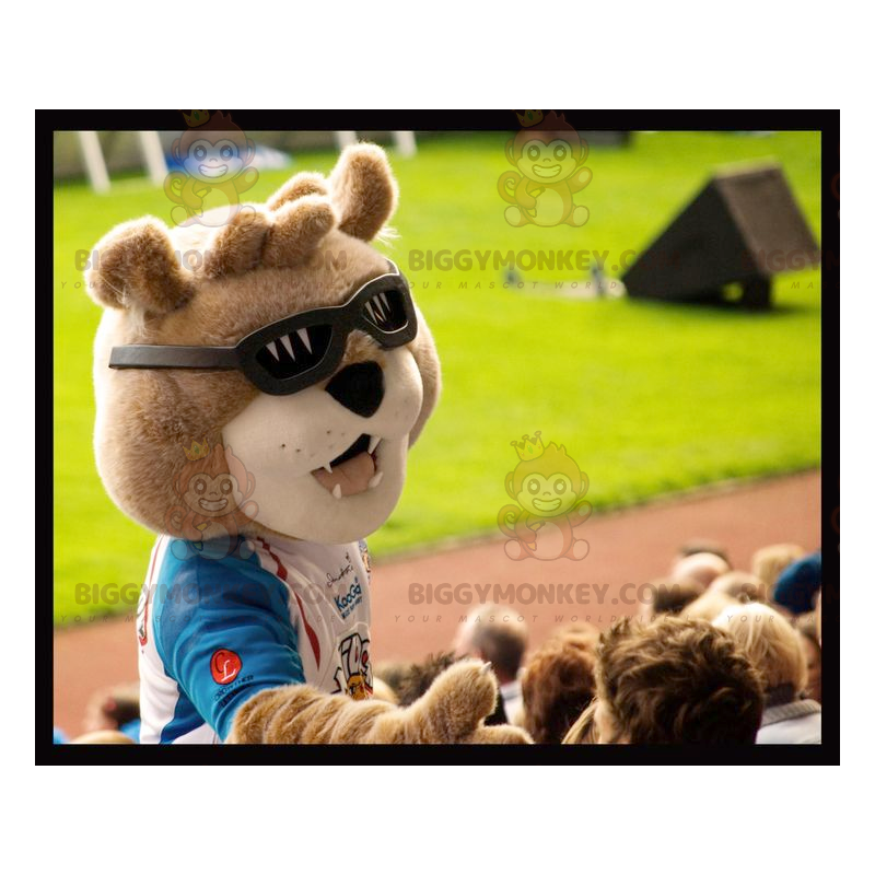 Disfraz de mascota de oso pardo BIGGYMONKEY™ con gafas de sol - Disfraz de mascota de oso pardo BIGGYMONKEY™ con gafas de sol -