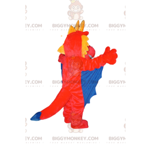 BIGGYMONKEY™ Mascot Costume Red and Yellow Dragon with Blue