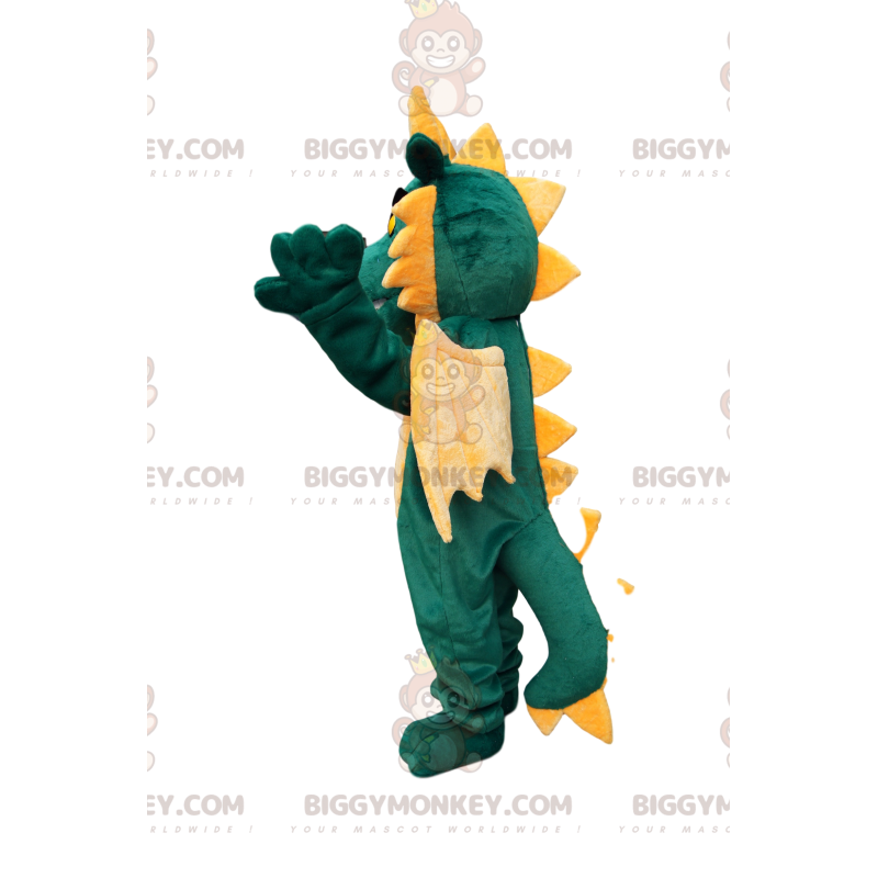 BIGGYMONKEY™ maskotkostume Grøn drage med gule vinger - BIGGYMONKEY™ maskotkostume Grøn drage med gule vinger -