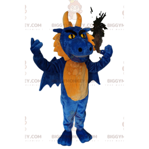 Aggressive Blue and Yellow Dragon BIGGYMONKEY™ Mascot Costume –