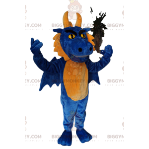 Costume de mascotte BIGGYMONKEY™ de dragon bleu et jaune