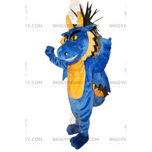 Aggressive Blue and Yellow Dragon BIGGYMONKEY™ Mascot Costume -