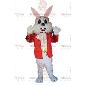 Traje de mascote de coelho BIGGYMONKEY™ com elegante jaqueta