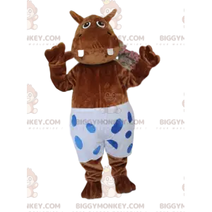 Braunes Nilpferd BIGGYMONKEY™ Maskottchenkostüm mit weißem