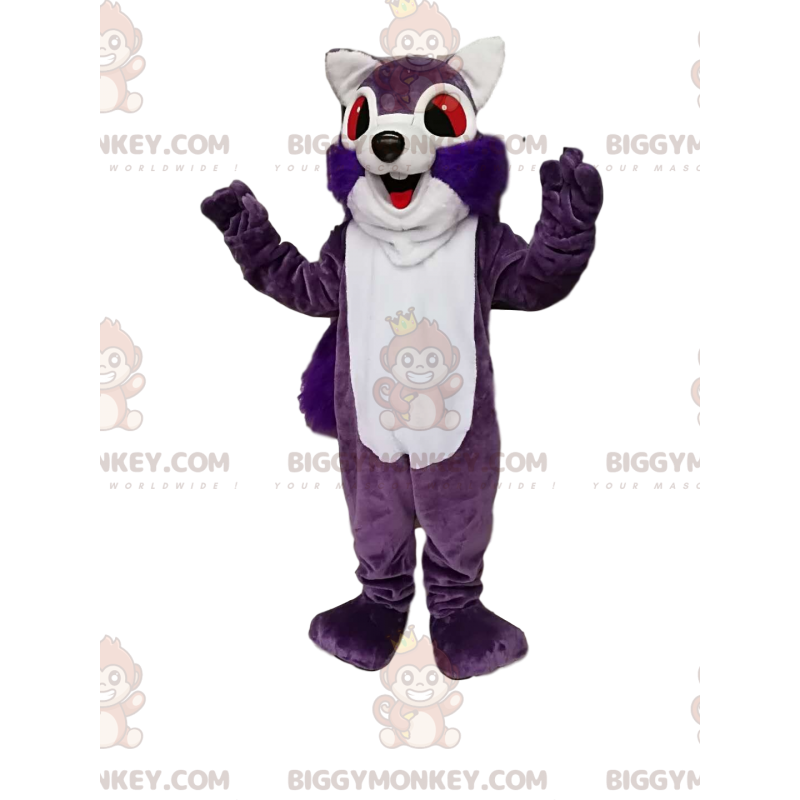 Costume mascotte BIGGYMONKEY™ scoiattolo bianco e viola super Costume mascotte BIGGYMONKEY™ scoiattolo bianco e viola super