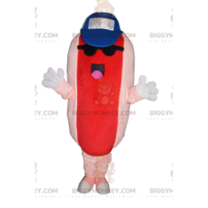 Hot dog BIGGYMONKEY™ mascot costume with cap and sunglasses -