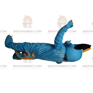 Traje de mascote BIGGYMONKEY™ Dragão azul e amarelo com um olho