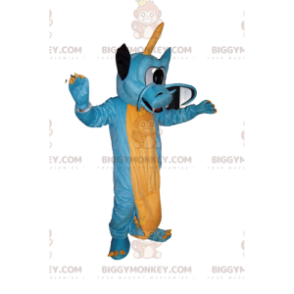 BIGGYMONKEY™ Maskottchenkostüm Blauer und gelber Drache mit